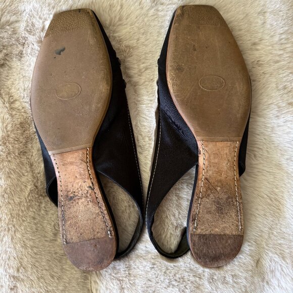 Miu Miu Ballet Satin Sling Back Flats With Crystals - Picture 5 of 6